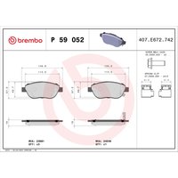 Bremsbelagsatz BREMBO P 59 052, Vorne von Brembo