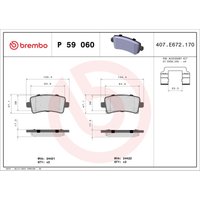 Bremsbelagsatz BREMBO P 59 060, Hinten von Brembo