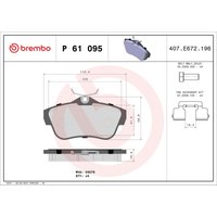 Bremsbelagsatz BREMBO P 61 095, Hinten von Brembo