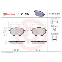 Bremsbelagsatz BREMBO P 61 122, Hinten von Brembo