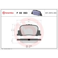 Bremsbelagsatz BREMBO P 83 063, Hinten von Brembo
