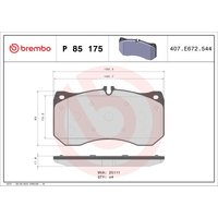 Bremsbelagsatz BREMBO P 85 175, Vorne Bremsbelagsatz BREMBO P 85 175, Vorne von Brembo