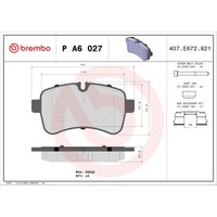 Bremsbelagsatz BREMBO P A6 027, Hinten von Brembo