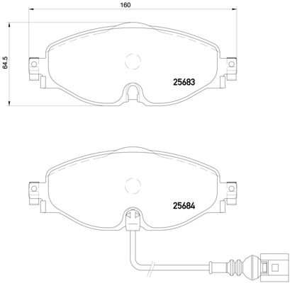 Bremsbelagsatz, Scheibenbremse Vorderachse Brembo P 85 126X Bremsbelagsatz, Scheibenbremse Vorderachse Brembo P 85 126X von Brembo
