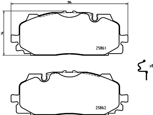 Bremsbelagsatz, Scheibenbremse Vorderachse Brembo P 85 165X von Brembo