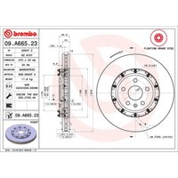 Bremsscheibe BREMBO 09A66523 vorne, belüftet, hochkarbonisiert, 1 Stück von Brembo