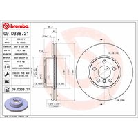 Bremsscheibe BREMBO 09D33821 vorne, belüftet, hochkarbonisiert, 1 Stück von Brembo