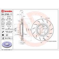 Bremsscheibe BREMBO 09D76311 hinten, belüftet, hochkarbonisiert, 1 Stück von Brembo