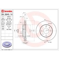 Bremsscheibe BREMBO 09.5640.14, vorne, belüftet , 1 Stück Bremsscheibe BREMBO 09.5640.14, vorne, belüftet , 1 Stück von Brembo