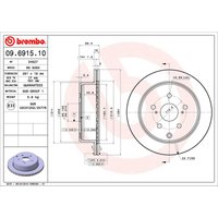 Bremsscheibe BREMBO 09.6915.10, hinten, belüftet , 1 Stück Bremsscheibe BREMBO 09.6915.10, hinten, belüftet , 1 Stück von Brembo