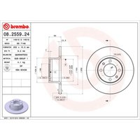 Bremsscheibe BREMBO 8255924 vorne, voll, 1 Stück von Brembo