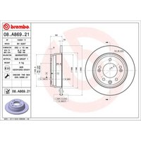 Bremsscheibe BREMBO 08A86921 hinten, voll, 1 Stück Bremsscheibe BREMBO 08A86921 hinten, voll, 1 Stück von Brembo