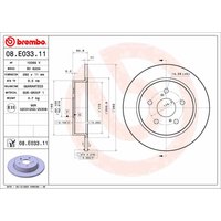 Bremsscheibe BREMBO 08.E033.11 hinten, voll, 1 Stück von Brembo