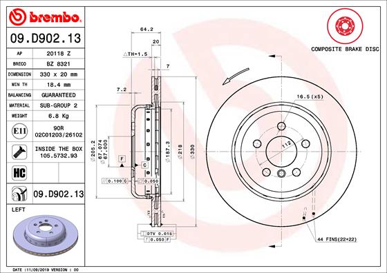 Bremsscheibe Brembo 09.D902.13 Bremsscheibe Brembo 09.D902.13 von Brembo