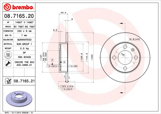Bremsscheibe Hinterachse Brembo 08.7165.21 Bremsscheibe Hinterachse Brembo 08.7165.21 von Brembo
