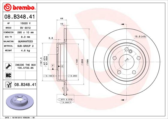 Bremsscheibe Hinterachse Brembo 08.B348.41 Bremsscheibe Hinterachse Brembo 08.B348.41 von Brembo