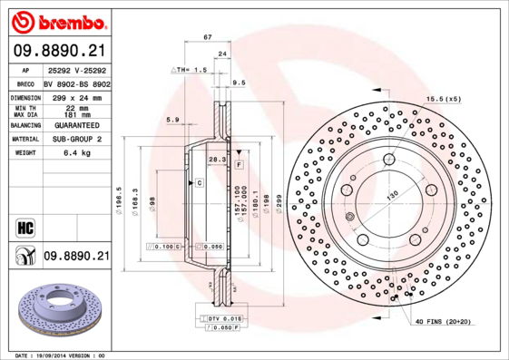 Bremsscheibe Hinterachse Brembo 09.8890.21 Bremsscheibe Hinterachse Brembo 09.8890.21 von Brembo