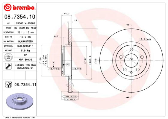 Bremsscheibe Vorderachse Brembo 08.7354.11 Bremsscheibe Vorderachse Brembo 08.7354.11 von Brembo