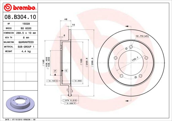Bremsscheibe Vorderachse Brembo 08.B304.10 von Brembo