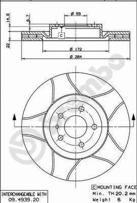 Bremsscheibe Vorderachse Brembo 09.4939.76 Bremsscheibe Vorderachse Brembo 09.4939.76 von Brembo