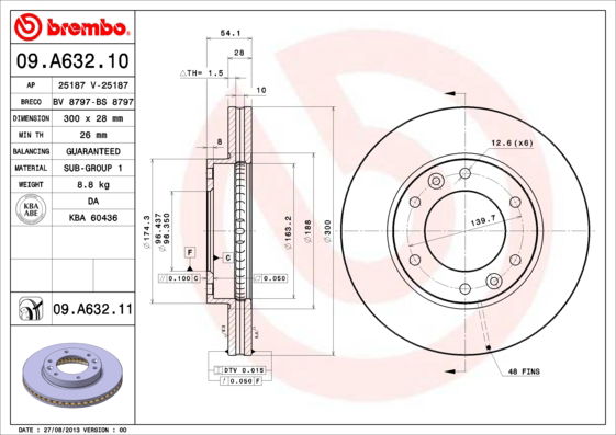 Bremsscheibe Vorderachse Brembo 09.A632.11 von Brembo