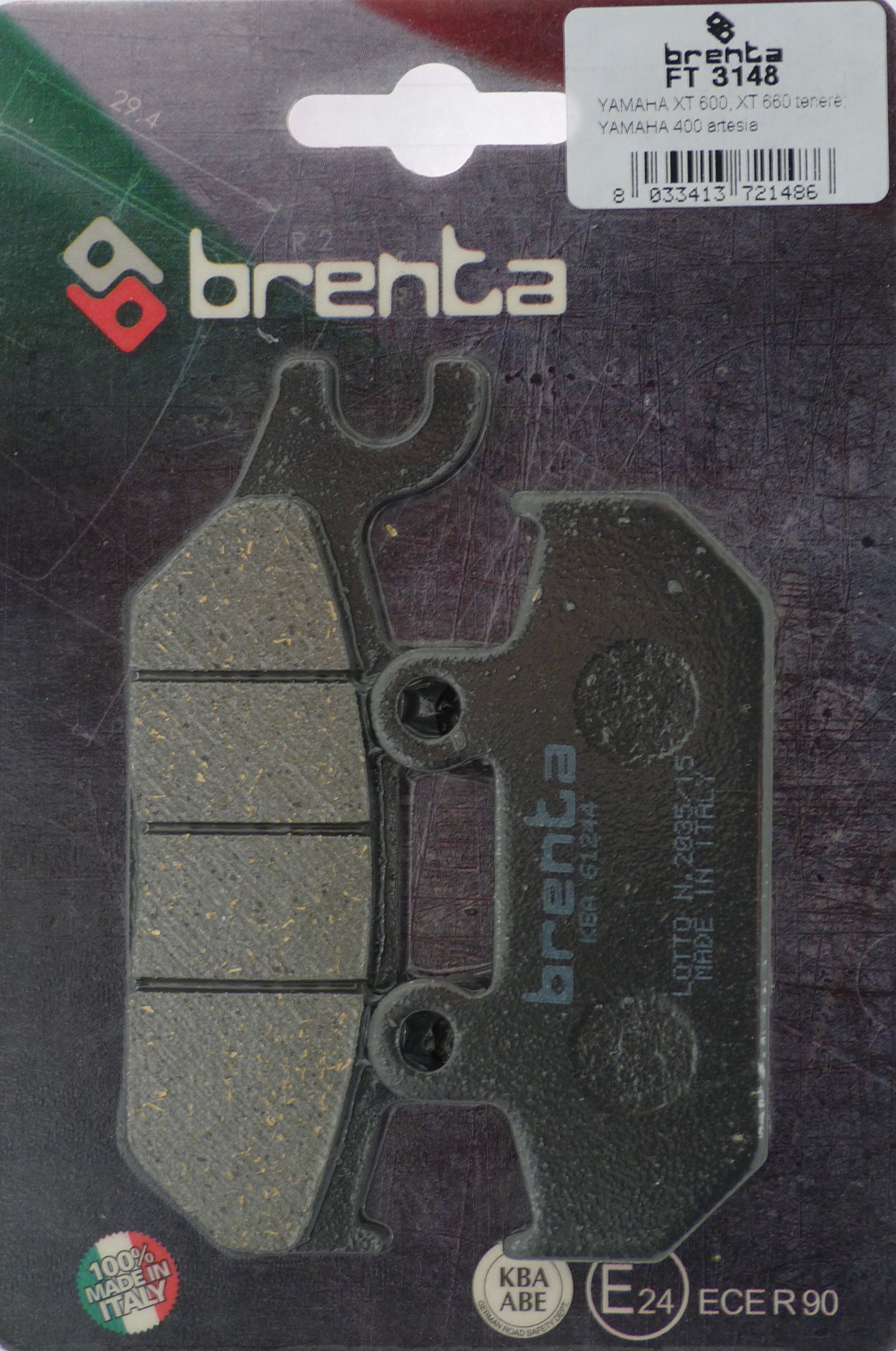 Brenta Bremsbeläge Organische Motorrad für Yamaha 400 Artesia, XT und 600, XT K 600, XT Z 660 von Brenta