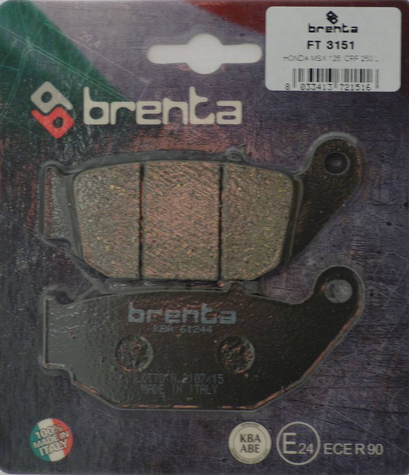 Brenta Organische Motorrad-Bremsbeläge für Honda MSX 125,CRF 250 L von BRENTA