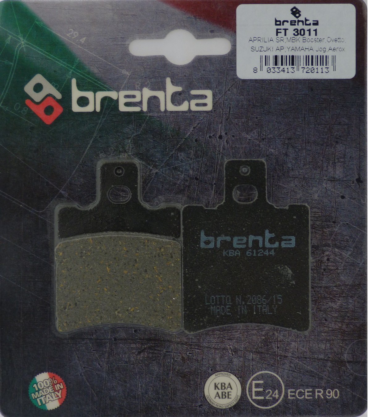 Brenta Bremsbeläge Organische motoper Aprilia af1per tuaregper Malaguti f12-f15 von BRENTA