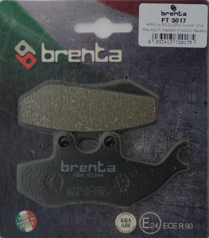Brenta Bremsbeläge Organische Motorrad für AJP, APRILIA, BENELLI, BETA, GAS GAS, von BRENTA