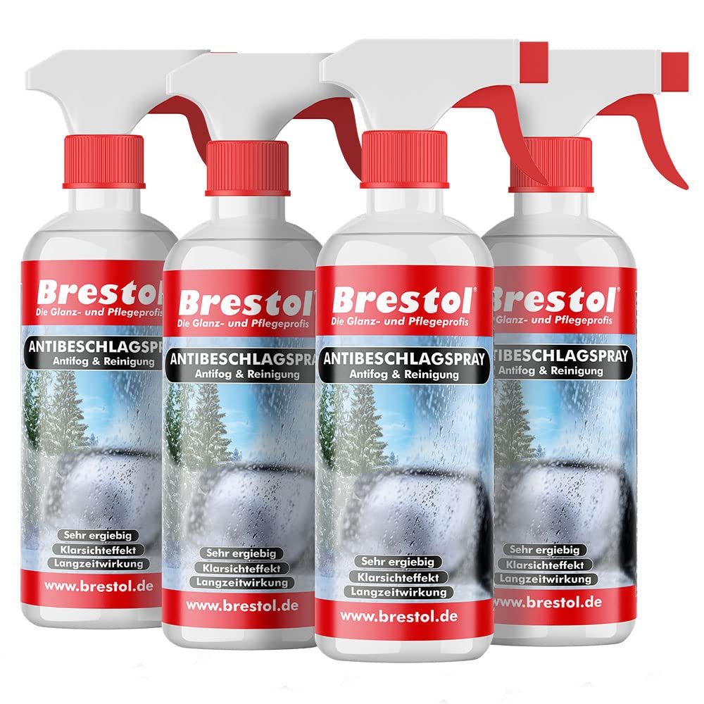 Brestol® Antibeschlagspray 4X 300 ml - Antibeschlag Antibeschlagmittel Klarsichtspray Antifog Glasreiniger Spiegelreiniger Fensterreiniger Bad-Spiegelreiniger Dampfverhinderer von Brestol