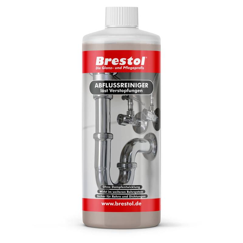 BRESTOL® Abflussreiniger 1000 ml - Rohrreiniger flüssiger Abflussreiniger Abflussfrei Haar-weg Siphonreiniger gegen Rohrverstopfung im Rohrsystem schonend für Dichtungen & ohne Dampfentwicklung von Brestol