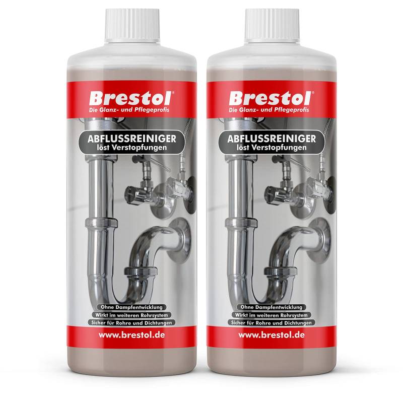 Brestol Abflussreiniger 2X 1000 ml - Rohrreiniger flüssiger Abflussreiniger Abflussfrei Haar-Weg Siphonreiniger gegen Rohrverstopfung im Rohrsystem schonend für Dichtungen & ohne Dampfentwicklung von Brestol