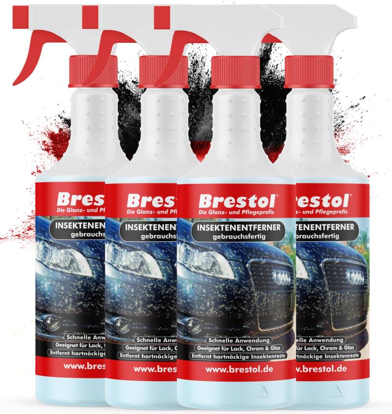 Brestol Insektenentferner 4X 750 ml gebrauchsfertig - Insektenlöser Polycarbonat geeigneter Insektenreiniger Vogelkotentferner Spezialreiniger alkalisch von Brestol