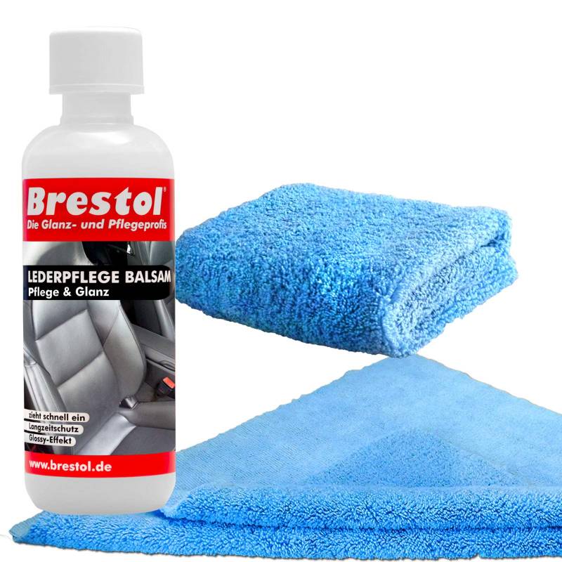 Brestol LEDERBALSAM Set1 (300 ml + 2X Poliertuch) - Lederschutz Ledersitze Autositze Auto Leder Glattleder Kunstleder Sofa Couch Ledercouch von Brestol