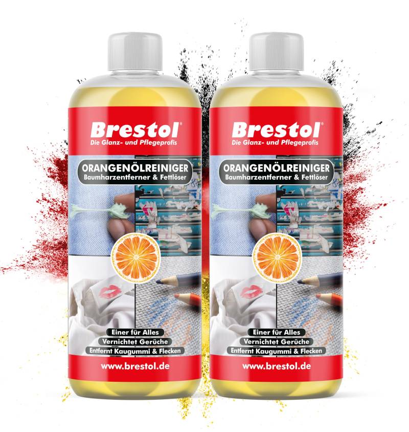 BRESTOL® ORANGENREINIGER 2x 1000 ml - Universalreiniger Fett Öl Kaugummi Baumharz Entferner Baumharzentferner Geruchsneutralisierer Orangenölreiniger von Brestol