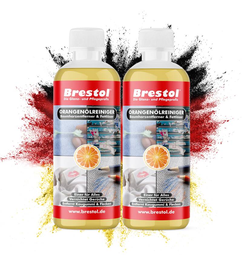 BRESTOL® ORANGENREINIGER 2x 300 ml - Universalreiniger Fett Öl Kaugummi Baumharz Entferner Baumharzentferner Geruchsneutralisierer Orangenölreiniger von Brestol