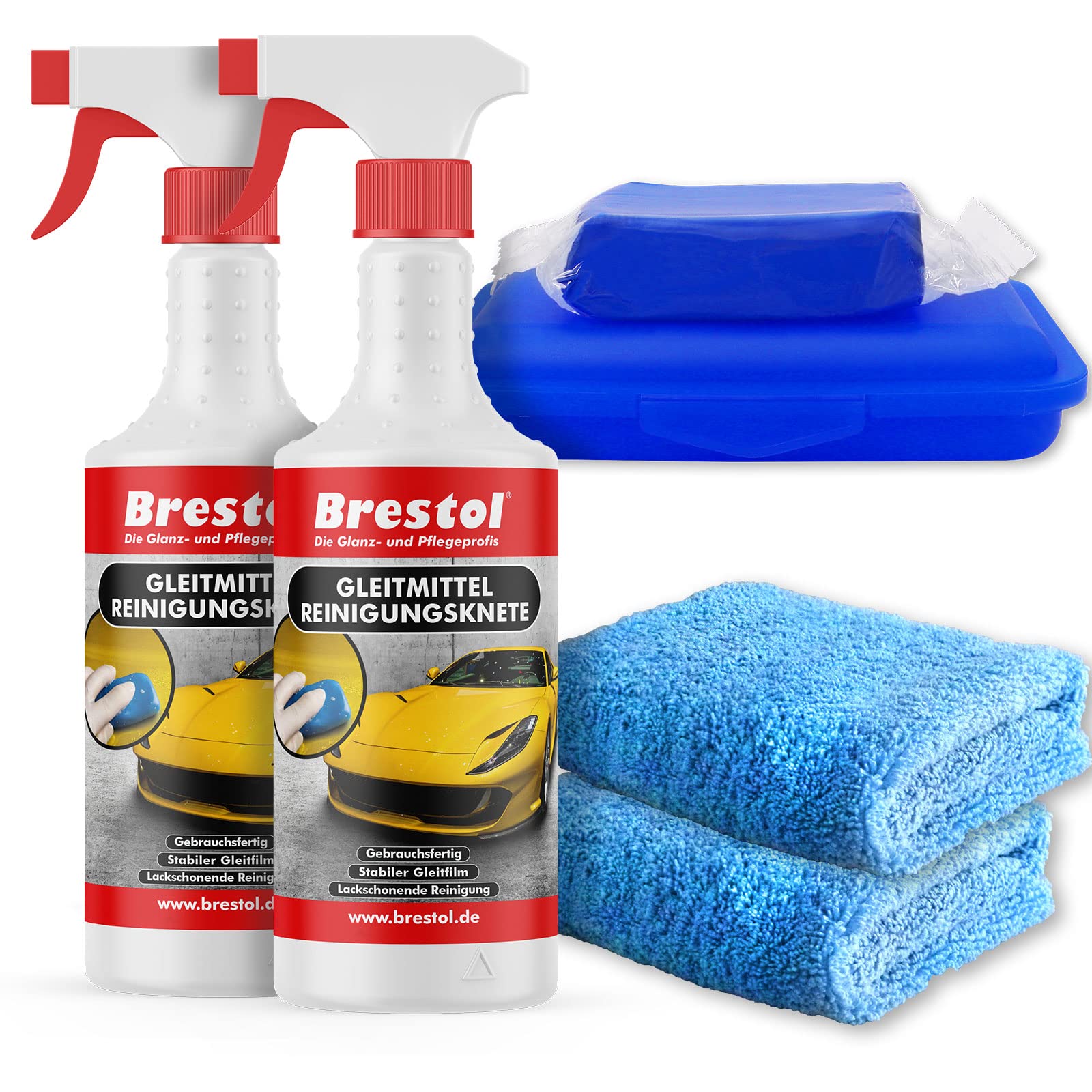 Brestol® Reinigungsknete Set2 200 g Knete blau + Box + 2X 750 ml Spezial GLEITMITTEL + 2X Poliertuch - Polierknete Lackknete Clay-Bar Auto-Lack-Knete - entfernt Baumharz Insekten u.v.m. Brestol® Reinigungsknete Set2 200 g Knete blau + Box + 2X 750 ml Spezial GLEITMITTEL + 2X Poliertuch - Polierknete Lackknete Clay-Bar Auto-Lack-Knete - entfernt Baumharz Insekten u.v.m. von Brestol
