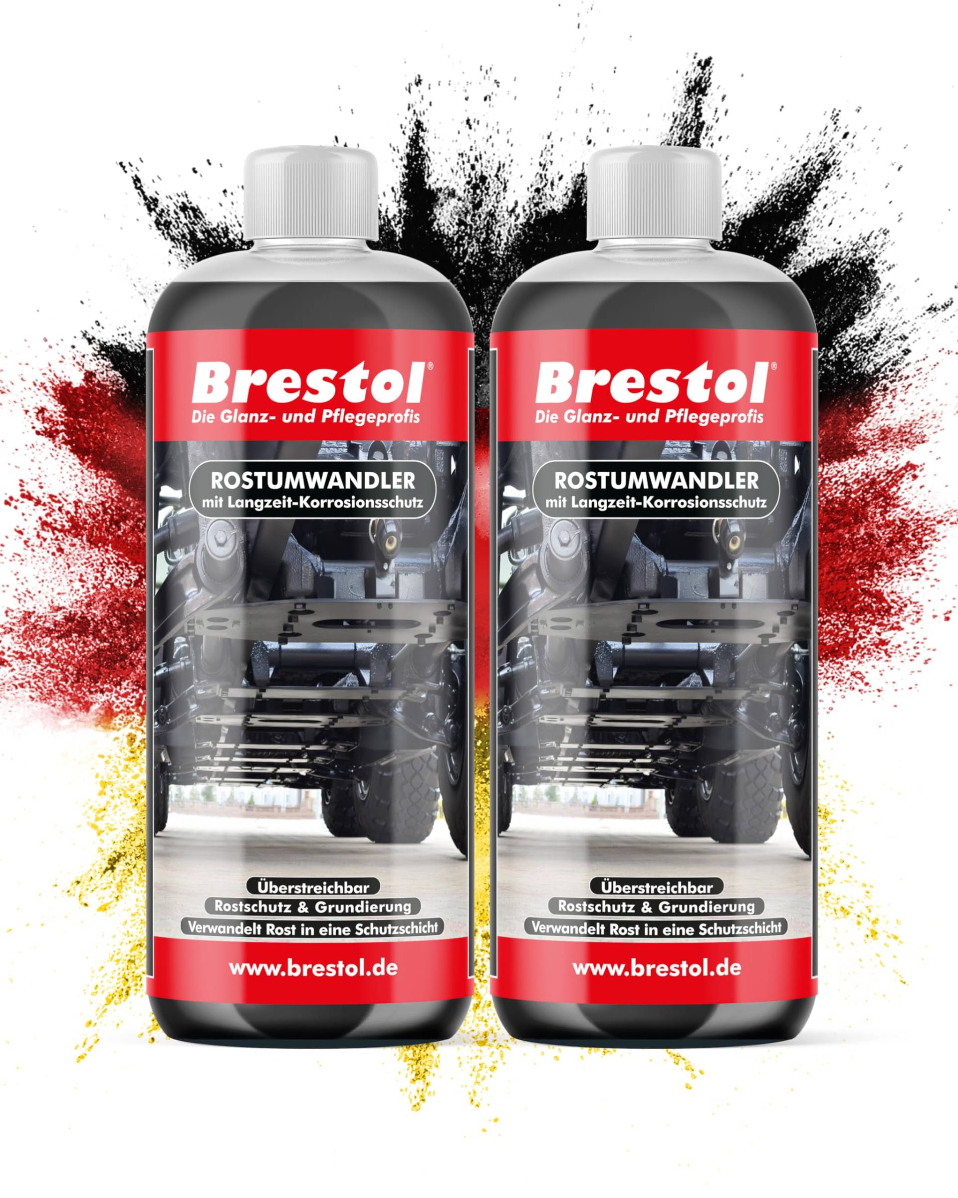 Brestol® ROSTUMWANDLER 2X 1000 ml - Rostkonverter & Grundierung in einem Zug - Rostschutz Rostlöser von Brestol