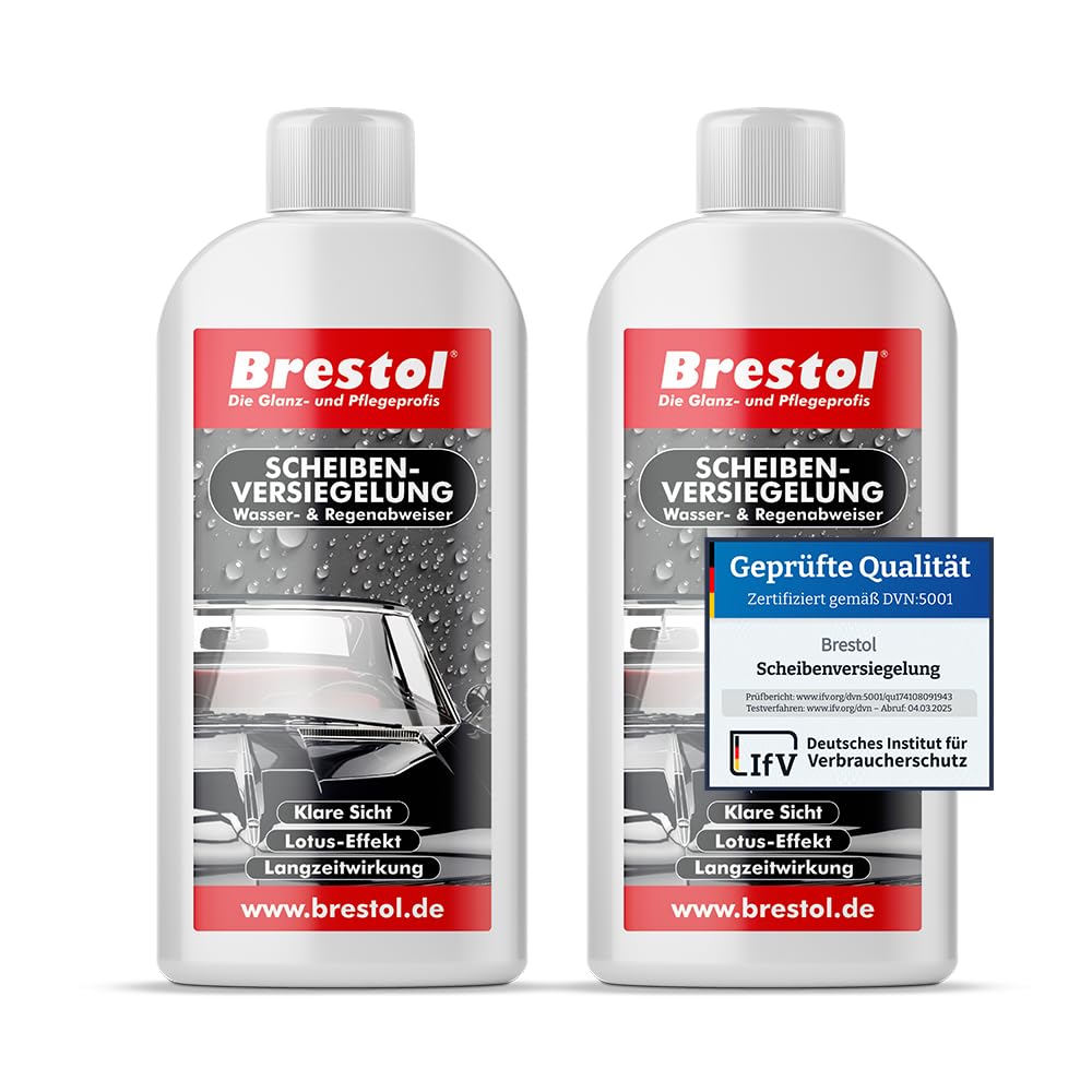 Brestol® Scheibenversiegelung 2X 250 ml - Regenabweiser Wasserabweiser Abperleffekt Abperl-Effekt Nano - Der unsichtbare Scheibenwischer, Rain-Repellent Glasversiegelung Lotuseffekt von Brestol