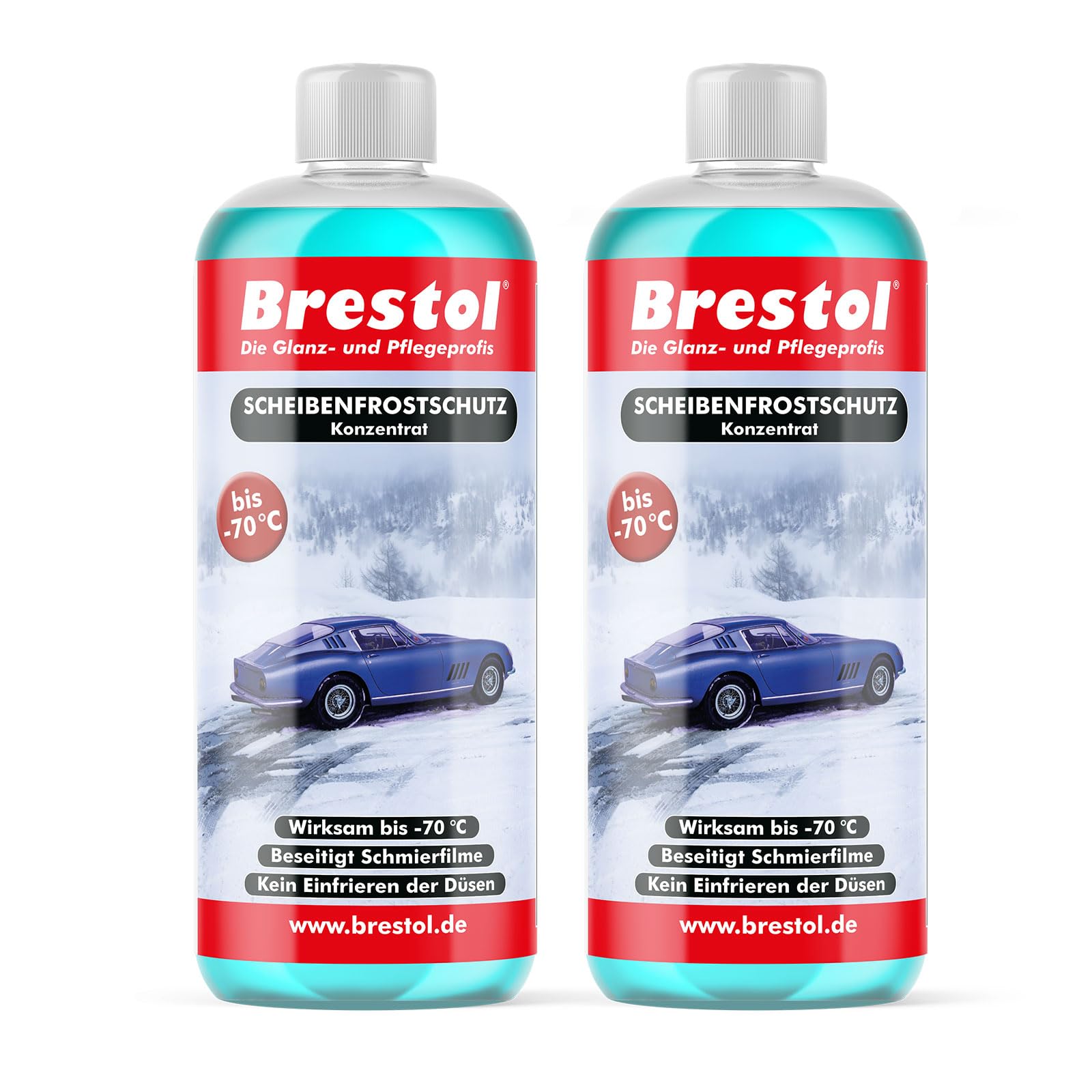 Brestol Scheibenfrostschutz 2X 1000 ml Konzentrat -70 °C - Waschanlagenzusatz Antifrost Anti-Frost Klarsicht Enteiser Scheibenenteiser Klare Sicht von Brestol