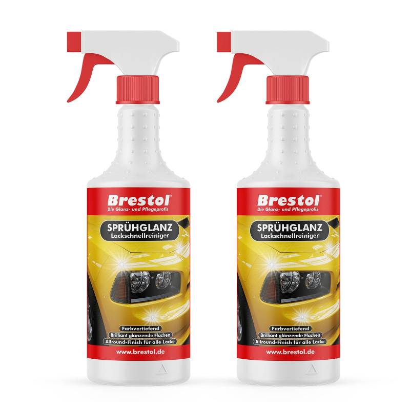 Brestol Autoglanz 2X 750 ml gebrauchsfertig - Sprühwax mit Abperleffekt Abperl-Effekt - Lackschnellreiniger Lackreiniger Autolackreiniger Sprühreiniger Lackversiegelung Sprühglanz von Brestol