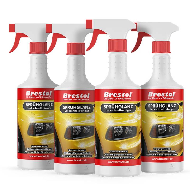 Brestol Autoglanz 4x 750 ml gebrauchsfertig - Sprühwax mit Abperleffekt Abperl-Effekt - Lackschnellreiniger Lackreiniger Autolackreiniger Sprühreiniger Lackversiegelung Sprühglanz von Brestol