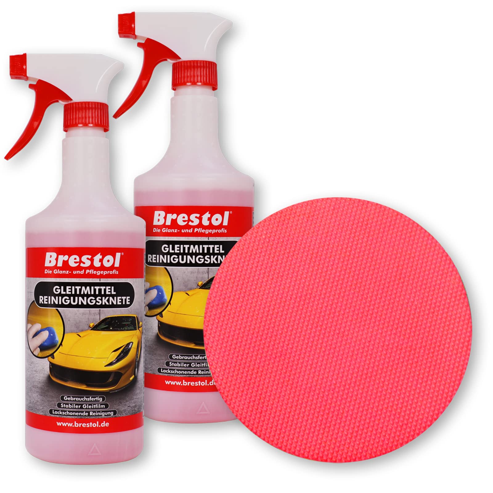 Tornador Speedshine Set1 150 mm + 2x 750 ml Gleitmittel für Reinigungsknete - Polierscheibe Auto-Lack-Knete Lackknete Polierknete Clay Pad - entfernt Baumharz, Insekten u.v.m. von Brestol