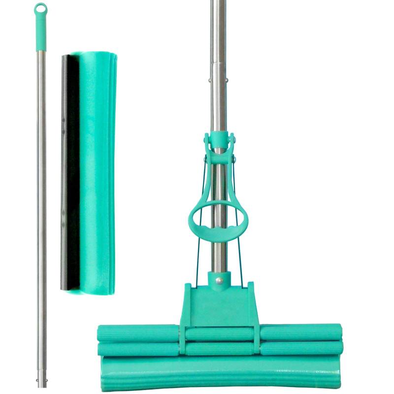 Green Mop Set 30-01 - 30 cm Mop + Stiel + Ersatzschwamm - Doppelwringer Saugstarker WischMop PVA Bodenwischer von Brestol