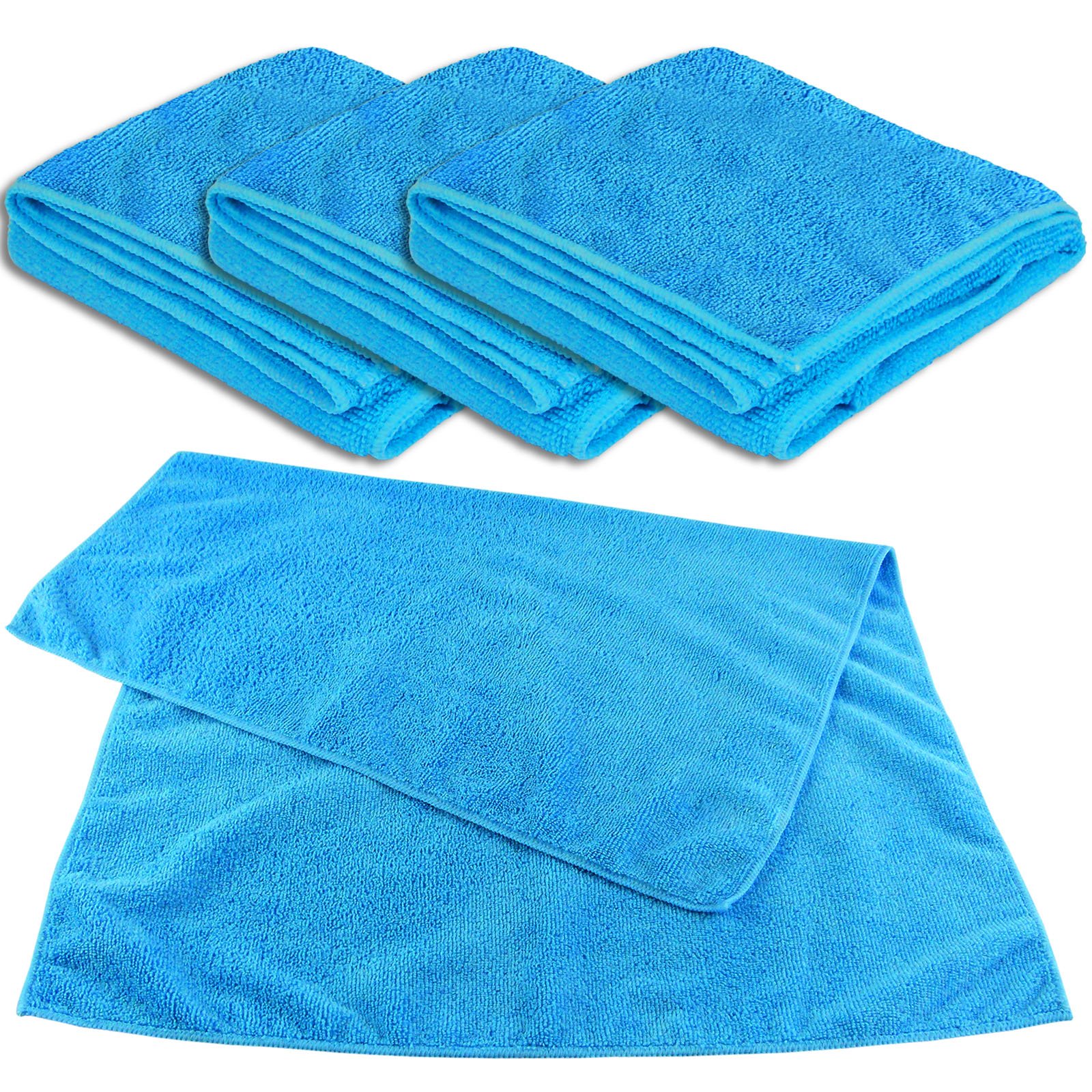Universaltuch XL blau 4er Set 50 x 70 cm – 300 g/m² - Mikrofasertuch Allzwecktuch Reinigungstuch Putztuch Staubtuch von Brestol