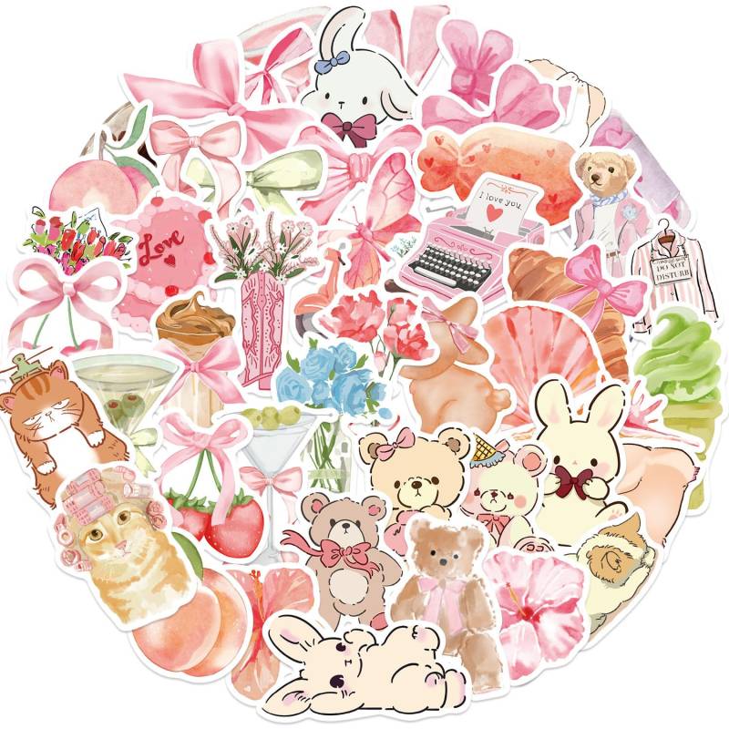 Bric Dodo 50 Stück Kleiner Bär Aufkleber Auto Laptop Telefon Gitarre Skateboard Motorrad Fahrrad Bear Stickers Set Vinyl Wasserdicht Aesthetic Aufkleber für Jugendliche Kinder Erwachsene von Bric Dodo
