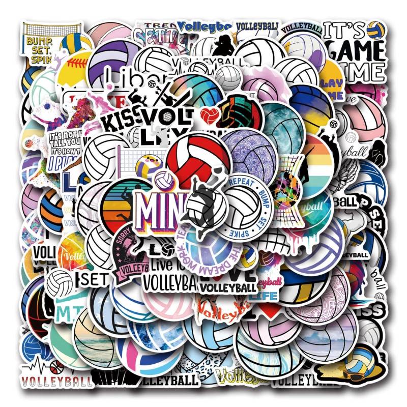 Bric Dodo 100 Stück Niedliche Volleyball Aufkleber Auto Laptop Telefon Gitarre Skateboard Motorrad Fahrrad Sport Stickers Set Vinyl Wasserdicht Aesthetic Aufkleber für Jugendliche Kinder Erwachsene von Bric Dodo
