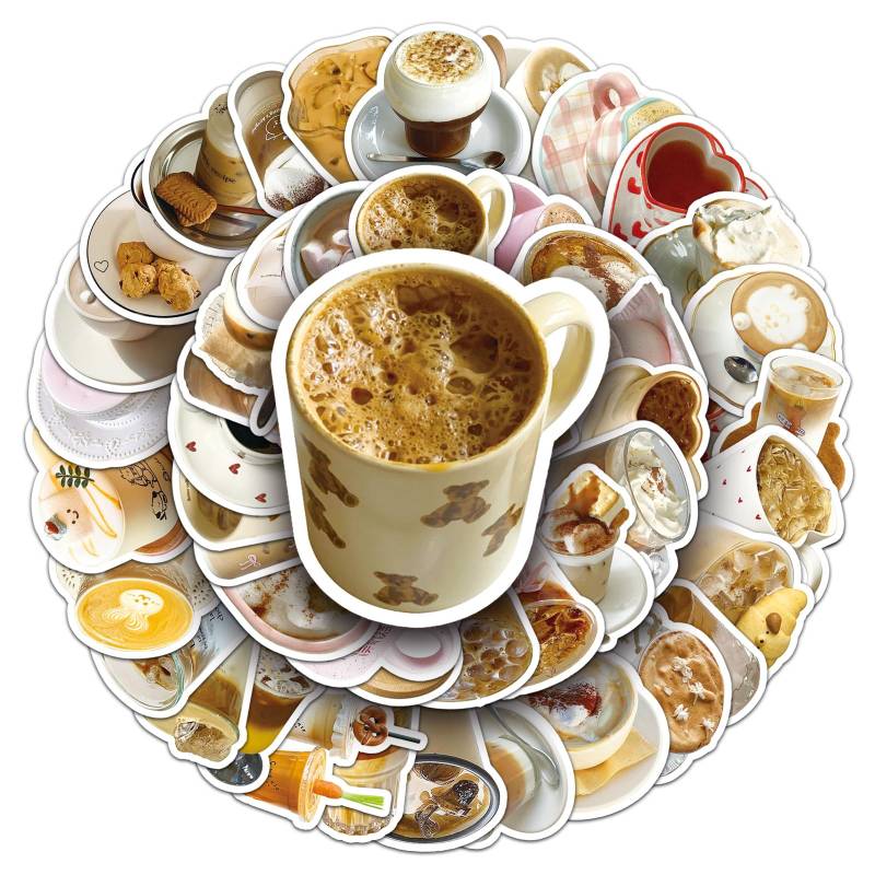 Bric Dodo 50 Stück Coffee Aufkleber Auto Laptop Telefon Gitarre Skateboard Motorrad Fahrrad Kaffee Stickers Set Vinyl Wasserdicht Aesthetic Aufkleber für Jugendliche Kinder Erwachsene von Bric Dodo