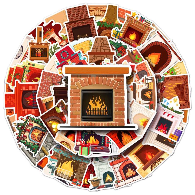 Bric Dodo 50 Stück Fireplace Aufkleber Auto Laptop Telefon Gitarre Skateboard Motorrad Fahrrad Der Kamin Stickers Set Vinyl Wasserdicht Aesthetic Aufkleber für Jugendliche Kinder Erwachsene von Bric Dodo