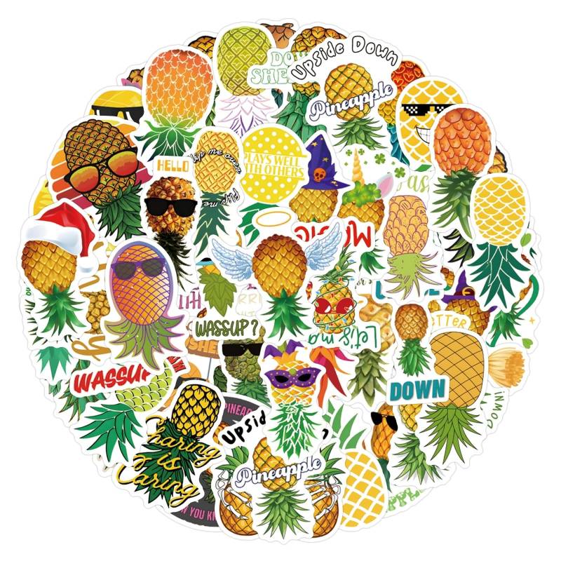 Bric Dodo 50 Stück Pineapple Aufkleber Auto Laptop Telefon Gitarre Skateboard Motorrad Die Ananas Stickers Set Vinyl Wasserdicht Aesthetic Aufkleber für Jugendliche Kinder Erwachsene von Bric Dodo